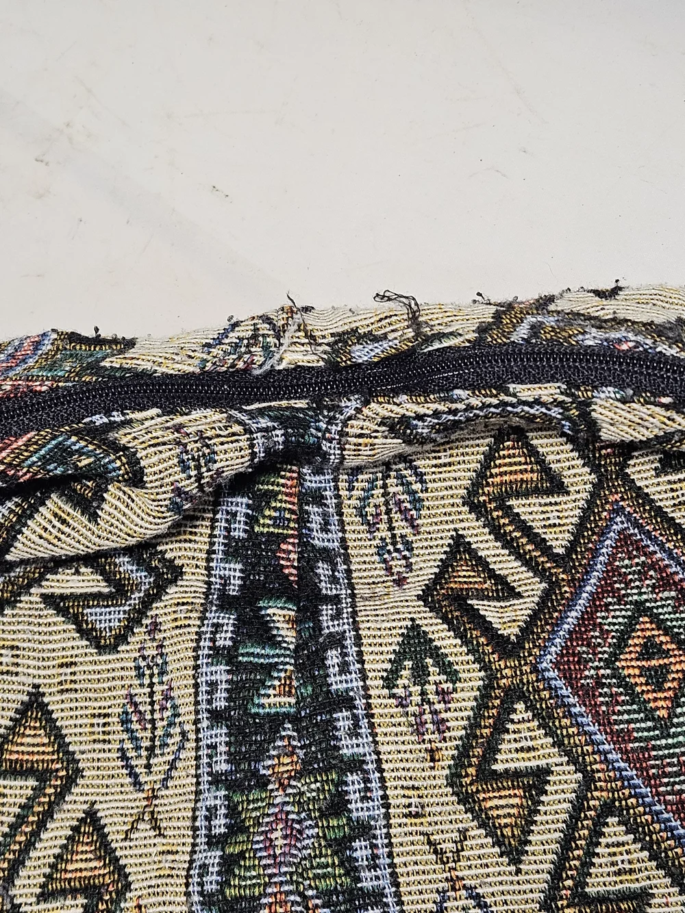 Boho Woven Tapestry Hobo Bag in Cream with Multicolor Aztec Pattern